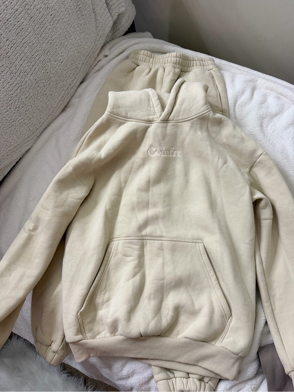 Cream Women's Comfort Track Joggers & Hoodie Set